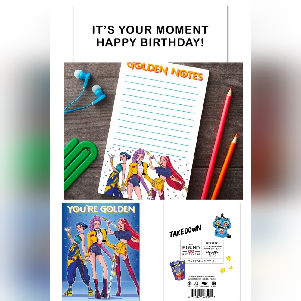 Bundle Golden Notes Notepad with a Happy Birthday Card Colorful Design